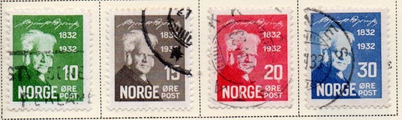 Norway Sc 154-57 1932 Bjornson stamp set used