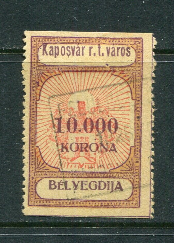 x347 - HUNGARY Kaposvar 1920s Municipal Revenue Stamp. Local Fiscal 10,000kr