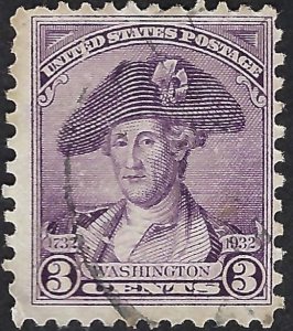 United States #708  3¢ George Washington. Deep violet. (1932). VG Used.