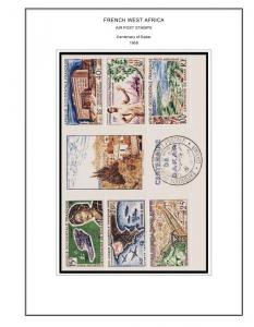 COLOR PRINTED FRENCH WEST AFRICA 1943-1959 STAMP ALBUM PAGES (15 illustr. pages)