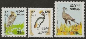 Sudan The 3 Birds from the 1991 Definitive Set #404, 408, 410 VF-NH