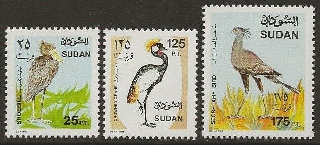 Sudan The 3 Birds from the 1991 Definitive Set #404, 408, 410 VF-NH