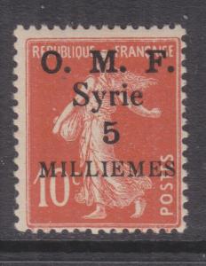 SYRIA, 1920 thick OMF, 5m. on 10c. Red, mnh.