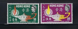 HONG KONG SCOTT #247-248 1968 HUMAN RIGHTS-  MINT LIGHT  HINGED