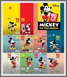 H01 Portugal Disney Mickey Mouse 90 Years MNH ** Postfrisch Block Souvenir Sheet