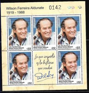 URUGUAY 2019 WILSON FERREIRA ALDUNATE ANIV POLITICIAN MINISHEET MNH 