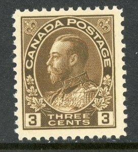 Canada 1918 KGV Admiral 3¢ Brown Wet Printing Scott #108 MNH V28