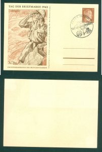 Germany. 1942 WWII Stationery Card. Cancel: Hagen West. Stamp Day. Afrika Corps.