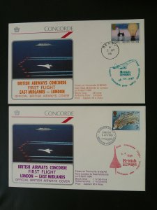 first flight cover Concorde (x2) London East Midlands 1986 British Airways 96510