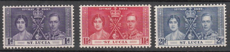 St.Lucia - 1937 Coronation Sc# 107/109 - MH (7689)