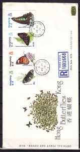 Hong Kong. Scott cat. 354-357. Butterflies. First day cover. ^