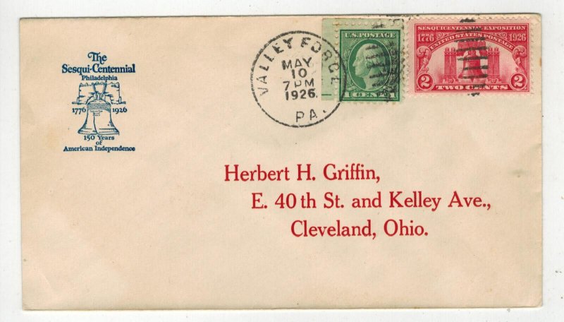 1926 VINTAGE FDC 627-3A LIBERTY BELL BY GRIFFIN UNOFFICIAL VALLEY FORGE PA $150