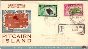 1951 Pitcairn Island Post Office FDC Souvenir Cover to Whipple Arizona AZ USA