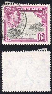 Jamaica SG128aa 6d Perf 12.5 Dotted line through Fruit plus Dot in Triangle