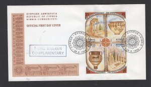 Cyprus  #936  (1999 Hellenism block) on unaddressed FDC; used stamps CV $6.25