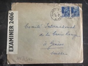 1943 Alger Algeria Dual Censored cover to The Red Cross Geneva Switzerland