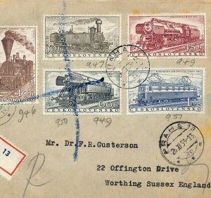 Czechoslovakia RAILWAY ENGINES Cover 1956 FREIGHT LOCOMOTIVES Set{6} BU95