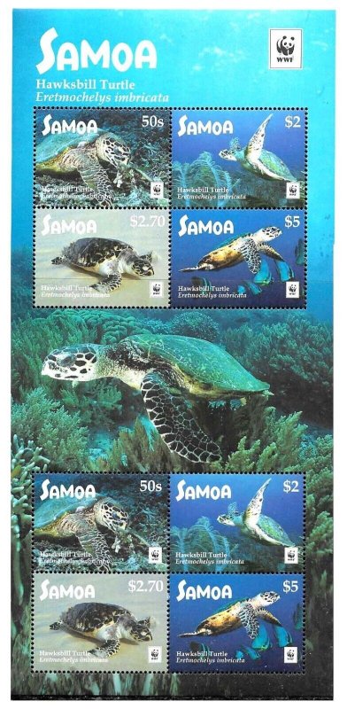#28037 SAMOA 2016 WWF FAUNA FISHES TURTLE MARINE LIFE MINISHEET YV 1251-4 MNH