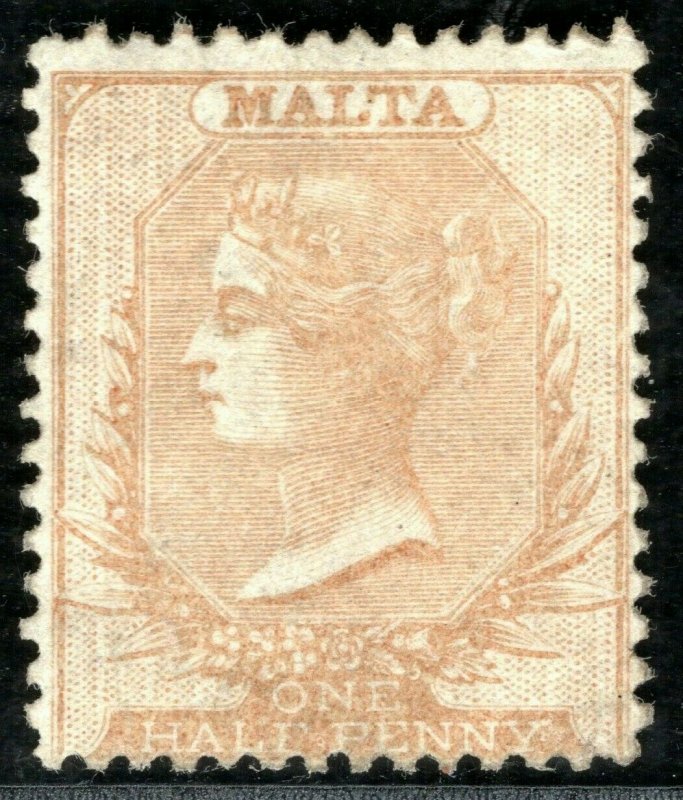 MALTA Classic QV Halfpenny Stamp SG.3 ½d Buff (1863) Mint MM Cat £850 CBLUE30