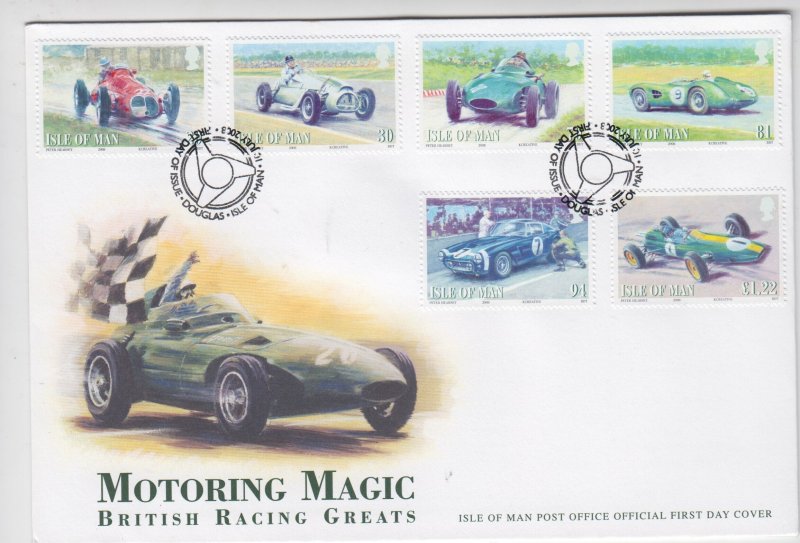 Isle of Man -  2008,  Motoring Magic set of 6,   on FDC