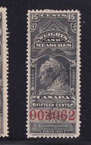 Canada Revenue Stamp Weights & Measures Van Dam #FWM36 Horizontal Crease