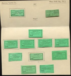 AMERICAN EXPRESS CO. NYC FORGERY REFERENCE LOT OF 12 STAMPS L5012C