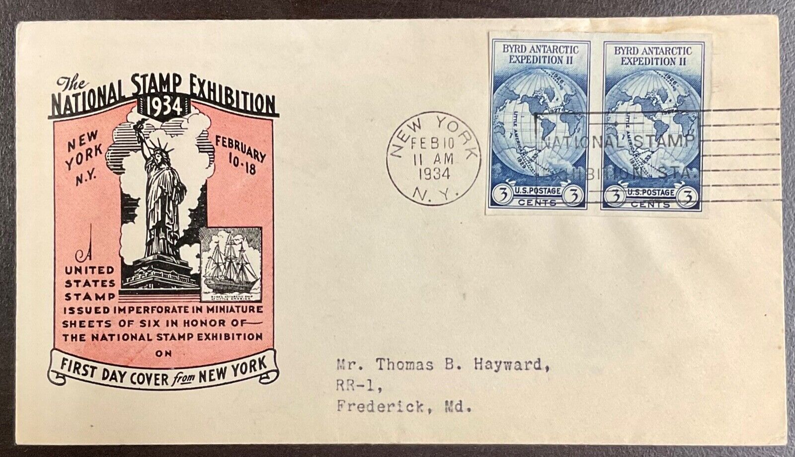 735a Ioor cachet Nat’l Stamp Exhibition - Byrd Antarctic FDC 1934 ...