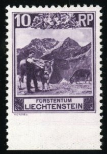 Liechtenstein #96 (Mi. 96AUu) Cat€150, 1930 10rp deep violet, variety imper...