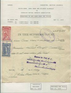 CANADA REVENUE BCL27, BCL35 USED BRITISH COLUMBIA LAW STAMP DOCUMENT