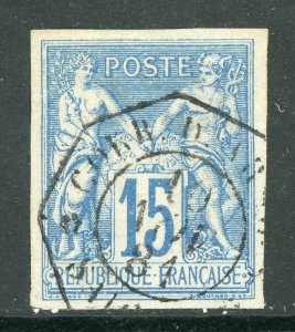 France Colonies 1879 Peace & Commerce 15¢ Blue 2 Sc# 42 VFU D662