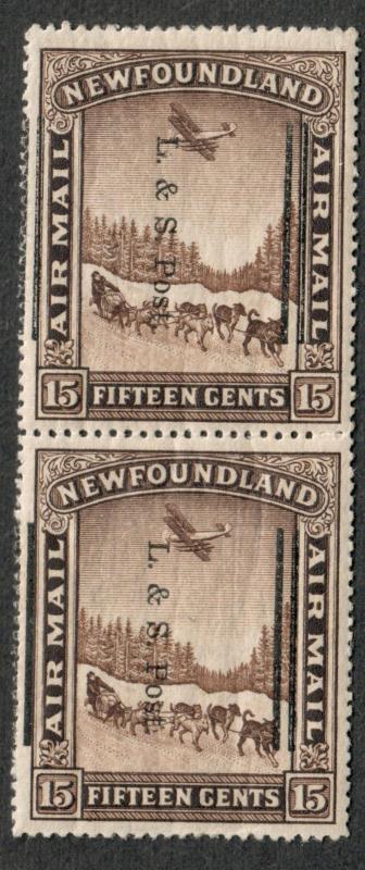 Newfoundland Sc#211ii Pair M/NH/VF, Overprint Badly Shifted, One Unwmk, Cv. $260