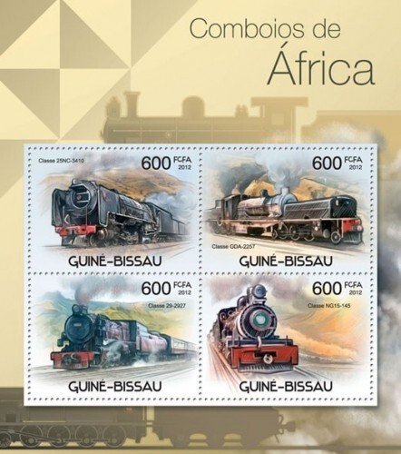 GUINE BISSAU 2012 SHEET AFRICAN TRAINS TRENES LOCOMOTIVES LOCOMOTORAS gb12310a