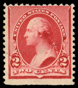 US Sc 220 MINT NO GUM - 1890 2¢ - Washington; Soft Porous Paper