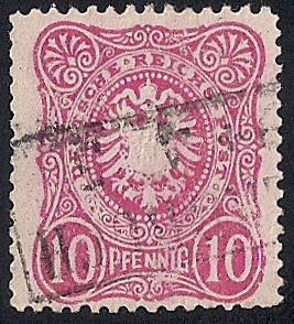 Germany #39 10 PF Super Cancel Imperial Eagle,Rose used F