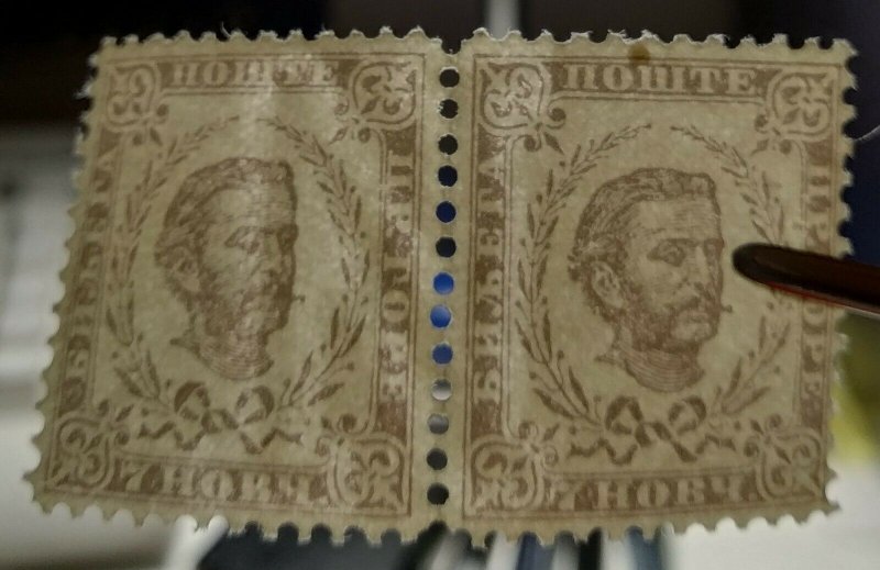 MONTENEGRO - MNH PAIR, 7 N -KING NIKOLA  - perf 11½ -WATER MARK (Wz) -1893.