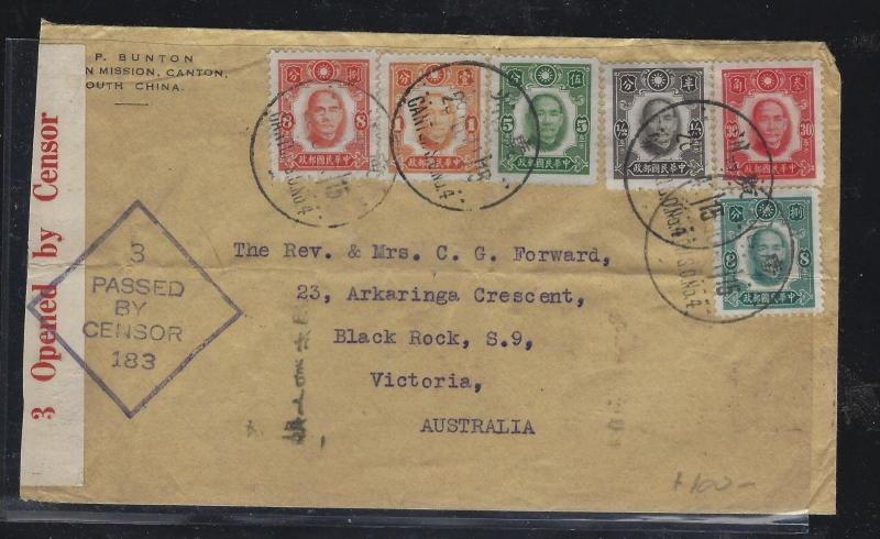 CHINA (P2303BB)  6 COLOR A/M FRANK PASSED BY CENSOR CANTON TO AUSTRALIA