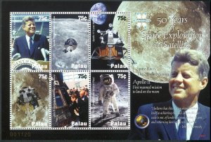 Palau 941-942 af, 943-944 ad sheets, MNH. Space Exploration, 50th Ann. 2008.