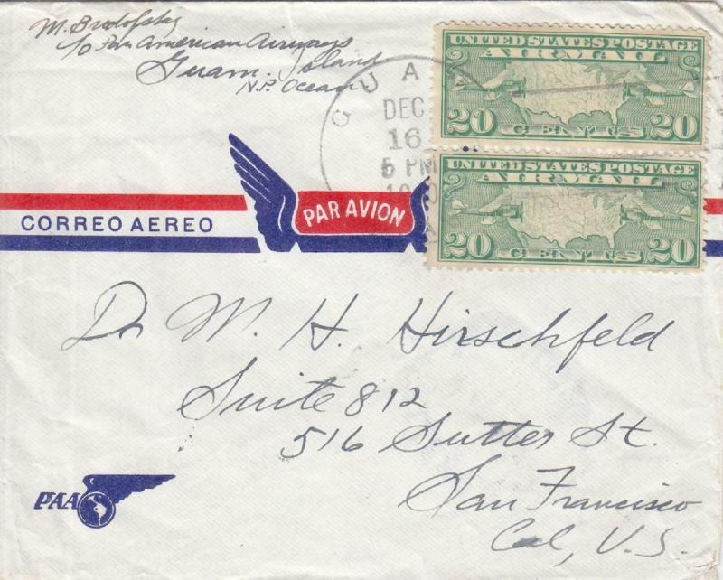 1940, Guam to San Francisco, CA via Pacific Clipper (23259)