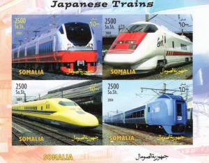 Somalia 2004 Japanese Trains Sheetlet (4) IMPERFORATED MNH