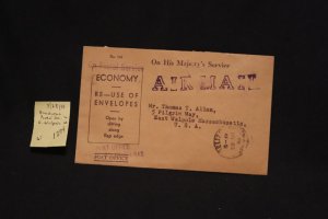 Honduras Official cover via Belize to E. Walpole MA (#1294)