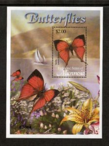 Micronesia 2002 - Butterflies, Flowers - Souvenir Stamp Sheet - Scott #523 - MNH