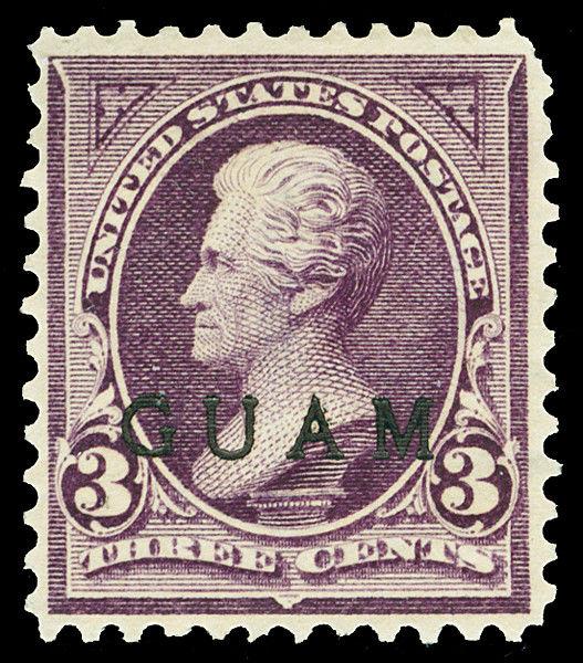 Guam Scott 3 1899 3c Jackson Bureau Issue Unused F-VF NG Cat $140