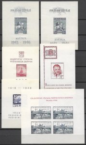 Czechoslovakia: Lot MNH Souvenir Sheets on 6 Album Pages