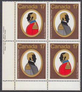 Canada - #820a Canadian Colonels Plate Block - MNH