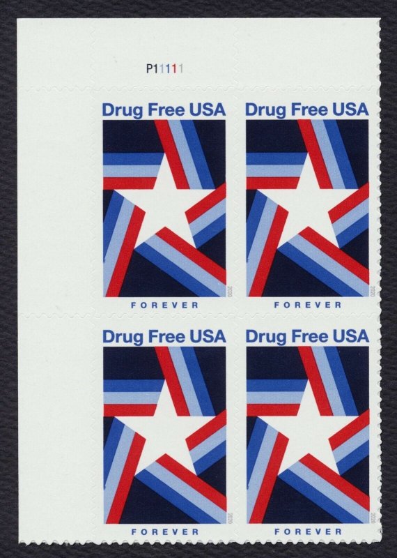 #5542 Drug Free USA, Plate Block [P11111 UL] Mint **ANY 5=FREE SHIPPING**