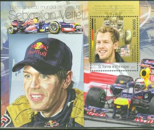 SAO TOME 2013 TRIBUTE TO SEBASTIAN VETTEL FORMULA 1 SOUVENIR SHEET  MINT NH