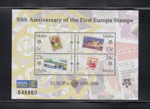 MALTA # 1232 MNH 50th ANNIVERSARY OF THE 1st EUROPA STAMPS S/SHEET