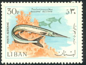 LEBANON 1968 30p NEEDLE FISH Marine Life Airmail Sc C535 MNH