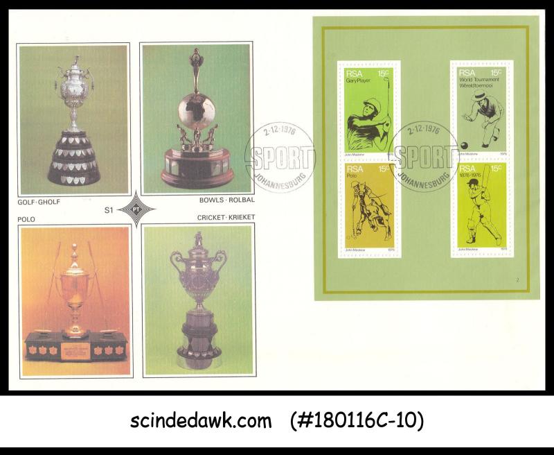 SOUTH AFRICA - 1976 SPORTS / GOLF BOWLS POLO CRICKET - MIN. SHEET - FDC