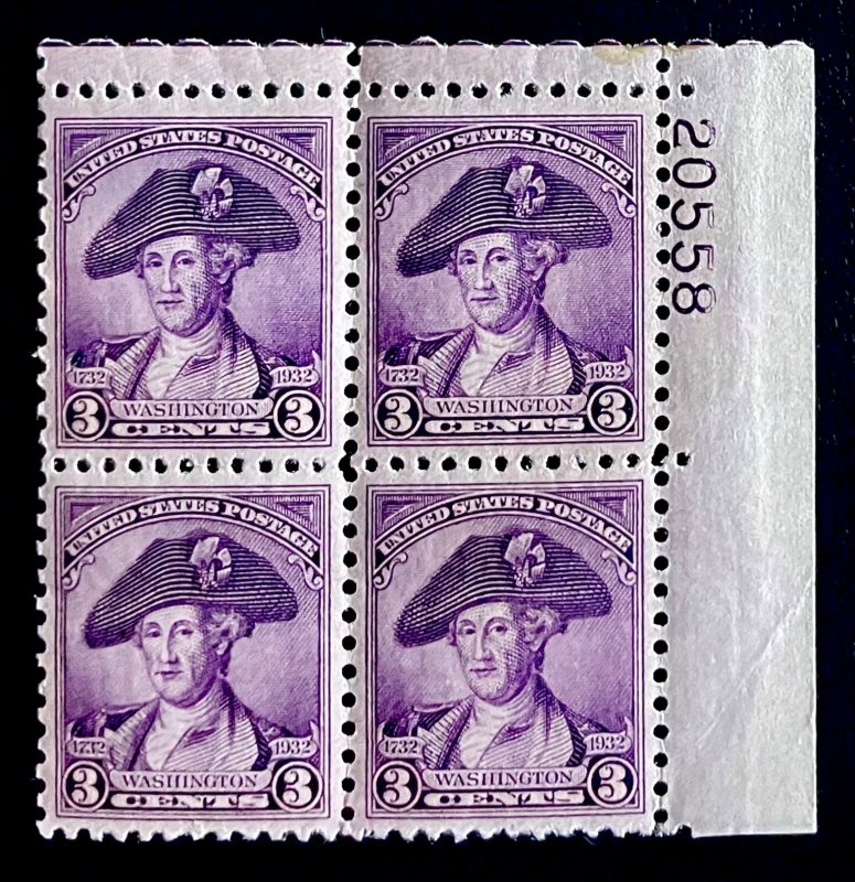 US #708 MINT OG LH Plate Block